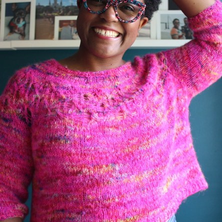 DWJ in her Love Note Sweater