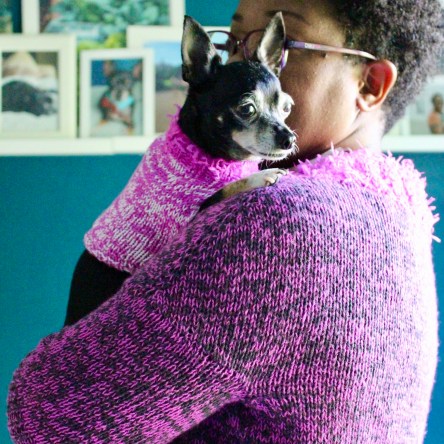 Dana and Jellybean in Chaika sweaters