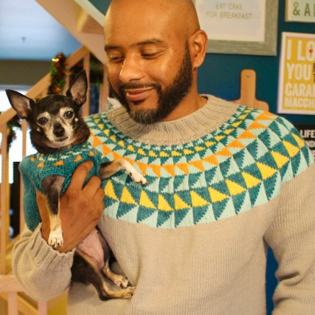 Kendell and Jellybean in the Crazyheart sweater