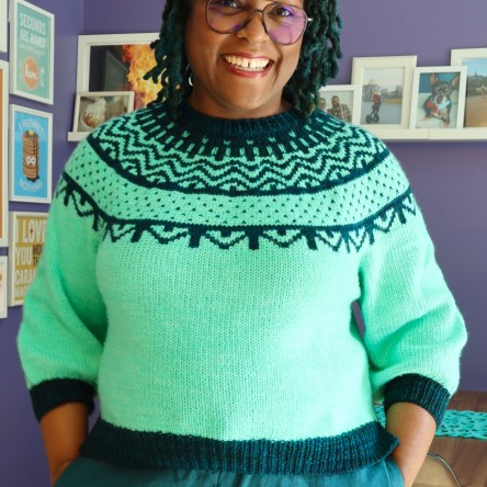 DWJ in the PYP sweater by Shay Johnson