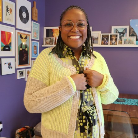 DWJ in the baseline sweater