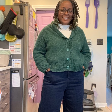 DWJ in her Rosemary Cardigan