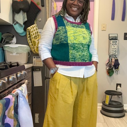 DWJ in the intarsia Warp Vest